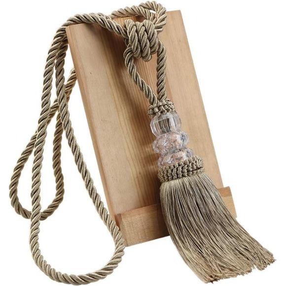 2 Pack Curtain Hand-Woven Tiebacks Crystal Holdbacks Home Decorative (Golden) - Picture 6 of 6